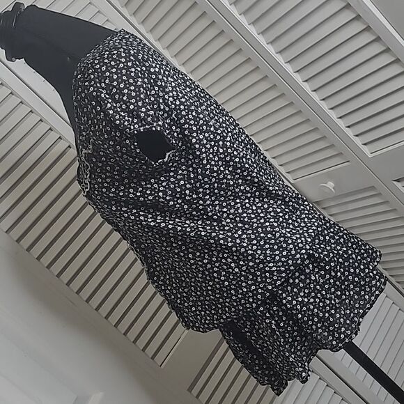 ambiance Apparels sz L dropwaist blouse button front waist ties - Picture 4 of 8